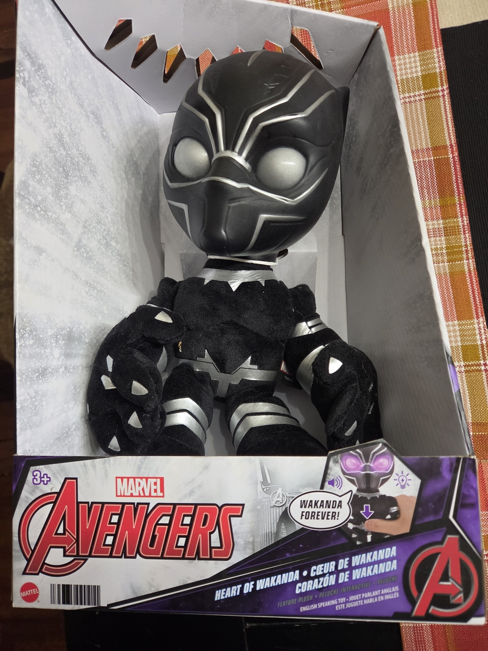 NIB Marvel Avengers Black Panther Heart Of WakandaForever Plush Talking Light Up